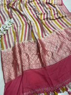 Multicolor Banarasi Handloom Pure Chiffon Georgette Dupatta