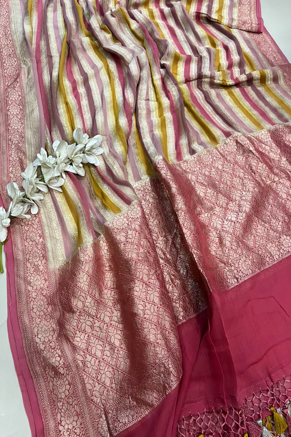 Multicolor Banarasi Handloom Pure Chiffon Georgette Dupatta