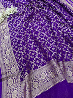 Purple Banarasi Handloom Pure Chiffon Georgette Dupatta
