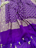 Purple Banarasi Handloom Pure Chiffon Georgette Dupatta