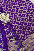 Purple Banarasi Handloom Pure Chiffon Georgette Dupatta