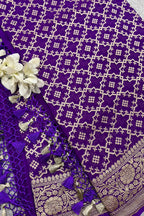 Purple Banarasi Handloom Pure Chiffon Georgette Dupatta