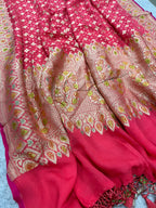 Pink Banarasi Handloom Pure Chiffon Georgette Dupatta