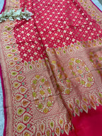 Pink Banarasi Handloom Pure Chiffon Georgette Dupatta