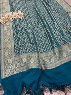 Blue Banarasi Handloom Pure Chiffon Georgette Dupatta