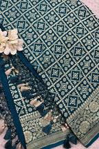 Blue Banarasi Handloom Pure Chiffon Georgette Dupatta