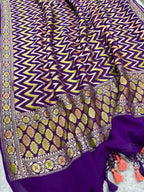 Purple Banarasi Handloom Pure Chiffon Georgette Dupatta