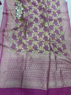 AD1B1AL426101502 Pink Banarasi Handloom Pure Moonga Silk Brush Dye Dupatta