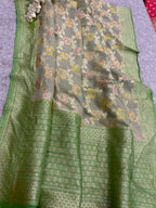AD1B1AL426101503 Grey Banarasi Handloom Pure Moonga Silk Brush Dye Dupatta