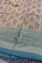 AD1B1AL426101505 Grey Banarasi Handloom Pure Moonga Silk Brush Dye Dupatta