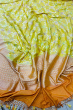 AD1B1AL426101508 Yellow Banarasi Handloom Pure Moonga Silk Brush Dye Dupatta