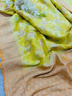 AD1B1AL426101508 Yellow Banarasi Handloom Pure Moonga Silk Brush Dye Dupatta