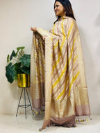 Multicolor Banarasi Handloom Pure Moonga Silk Brush Dye Dupatta