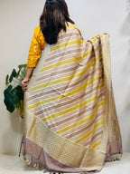 Multicolor Banarasi Handloom Pure Moonga Silk Brush Dye Dupatta