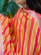 Multicolor Banarasi Handloom Pure Moonga Silk Brush Dye Dupatta