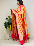 Multicolor Banarasi Handloom Pure Moonga Silk Brush Dye Dupatta