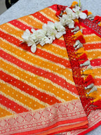 Multicolor Banarasi Handloom Pure Moonga Silk Brush Dye Dupatta