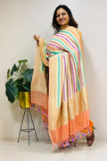 Multicolor Banarasi Handloom Pure Chiffon Georgette Dupatta