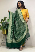 Green Banarasi Handloom Pure Chiffon Georgette Dupatta