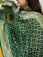 Green Banarasi Handloom Pure Chiffon Georgette Dupatta