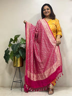 Pink Banarasi Handloom Pure Chiffon Georgette Dupatta