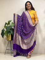 Purple Banarasi Handloom Pure Chiffon Georgette Dupatta
