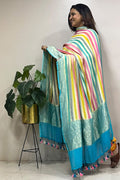 Multicolor Banarasi Handloom Pure Chiffon Georgette Dupatta