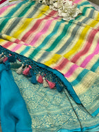 Multicolor Banarasi Handloom Pure Chiffon Georgette Dupatta