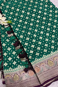 Green Banarasi Handloom Pure Chiffon Georgette Dupatta