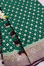 Green Banarasi Handloom Pure Chiffon Georgette Dupatta