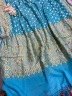 Blue Banarasi Handloom Pure Chiffon Georgette Dupatta