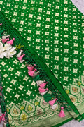 Green Banarasi Handloom Pure Chiffon Georgette Dupatta