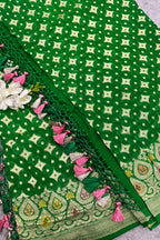 Green Banarasi Handloom Pure Chiffon Georgette Dupatta