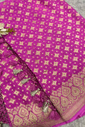 Pink Banarasi Handloom Pure Chiffon Georgette Dupatta