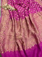 Pink Banarasi Handloom Pure Chiffon Georgette Dupatta