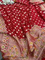 Red Banarasi Handloom Pure Chiffon Georgette Dupatta