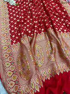 Red Banarasi Handloom Pure Chiffon Georgette Dupatta