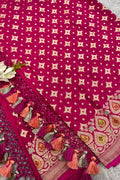 Pink Banarasi Handloom Pure Chiffon Georgette Dupatta