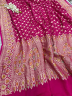 Pink Banarasi Handloom Pure Chiffon Georgette Dupatta