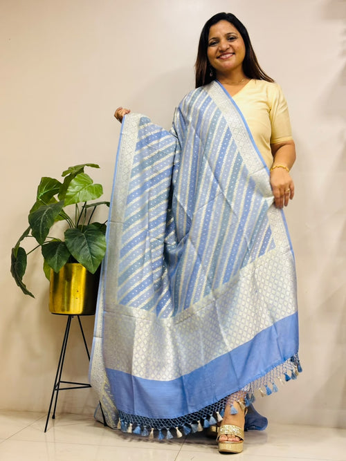Multicolor Banarasi Handloom Pure Moonga Silk Brush Dye Dupatta