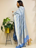 Multicolor Banarasi Handloom Pure Moonga Silk Brush Dye Dupatta