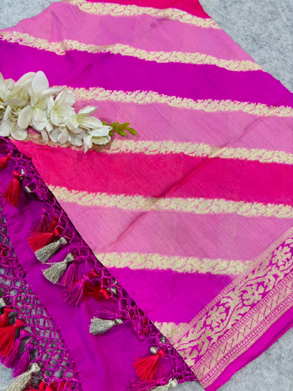Multicolor Banarasi Handloom Pure Moonga Silk Brush Dye Dupatta