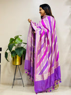 Multicolor Banarasi Handloom Pure Moonga Silk Brush Dye Dupatta