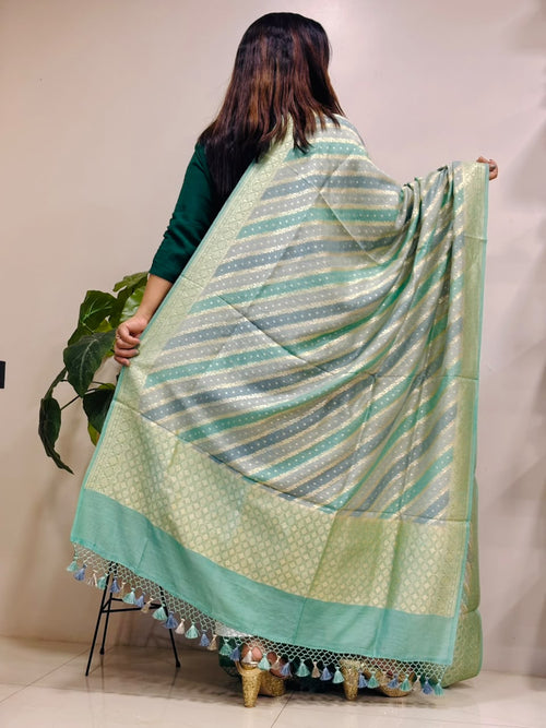 Multicolor Banarasi Handloom Pure Moonga Silk Brush Dye Dupatta