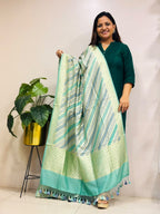Multicolor Banarasi Handloom Pure Moonga Silk Brush Dye Dupatta