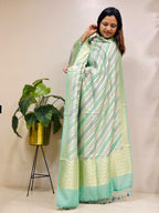 Multicolor Banarasi Handloom Pure Moonga Silk Brush Dye Dupatta