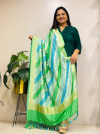 Multicolor Banarasi Handloom Pure Moonga Silk Brush Dye Dupatta