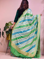 Multicolor Banarasi Handloom Pure Moonga Silk Brush Dye Dupatta