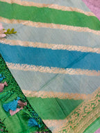 Multicolor Banarasi Handloom Pure Moonga Silk Brush Dye Dupatta