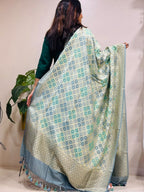 Multicolor Banarasi Handloom Pure Moonga Silk Brush Dye Dupatta